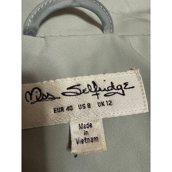 Miss Selfridge Green Double Breasted Ruched 3/4 Sleeve Blazer Coat Jacket Size 8 - Picture 3 of 4